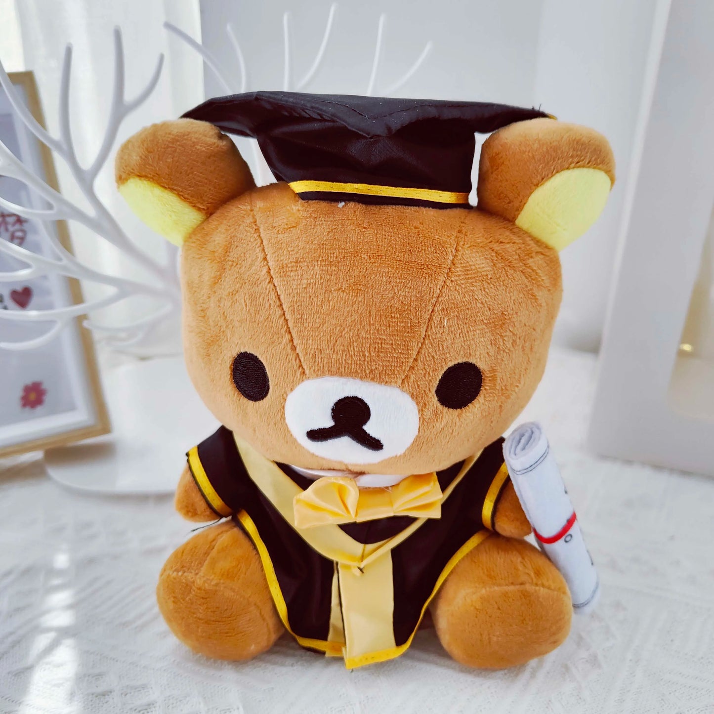 Graduation Teddy Bear Plush Flower Gift Bouquet | Keepsake for Graduation & Celebrations Tan 20CM