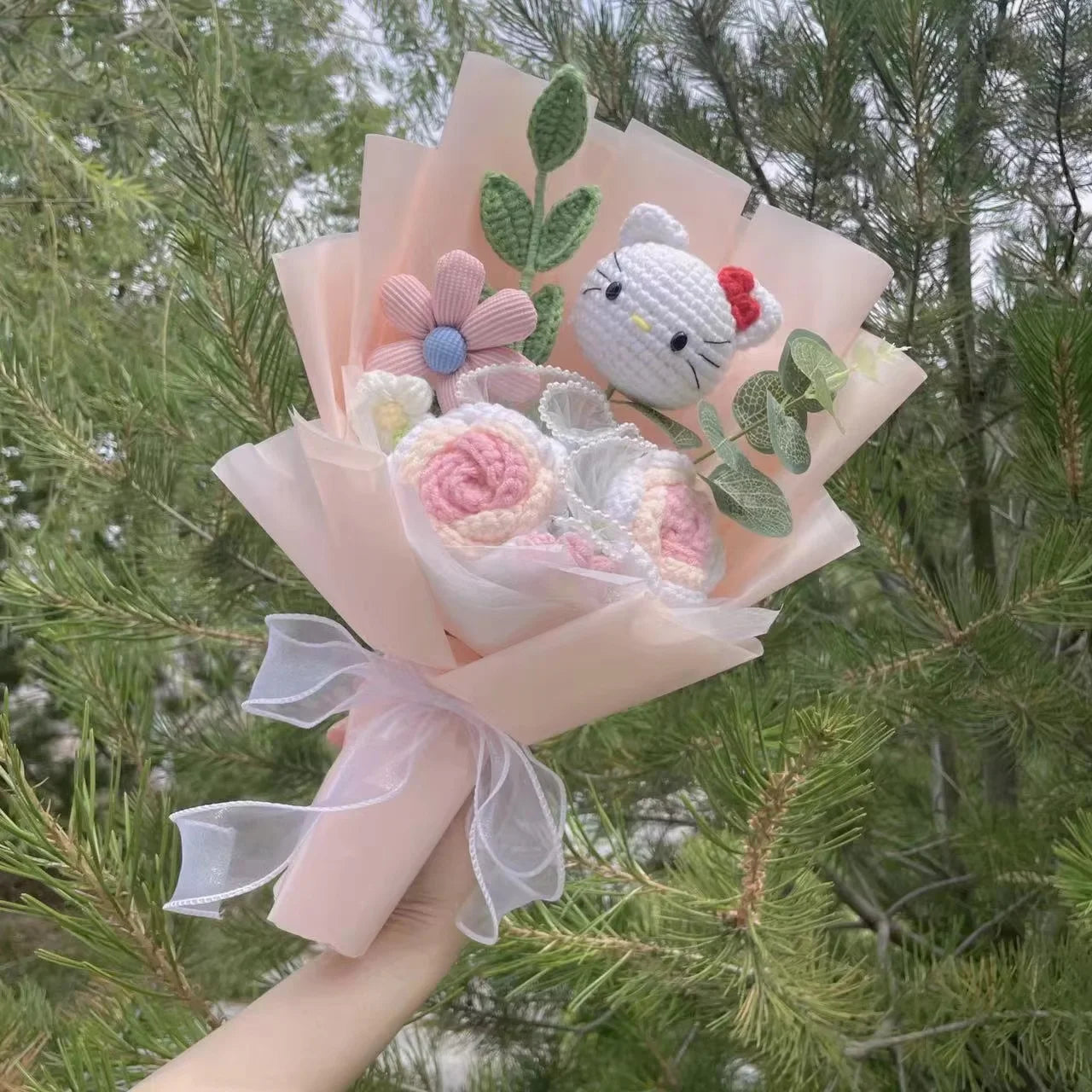Hello Kitty Plush Flower Gift Bouquet – 35cm in Gift Box | Sanrio-Inspired Keepsake Arrangement