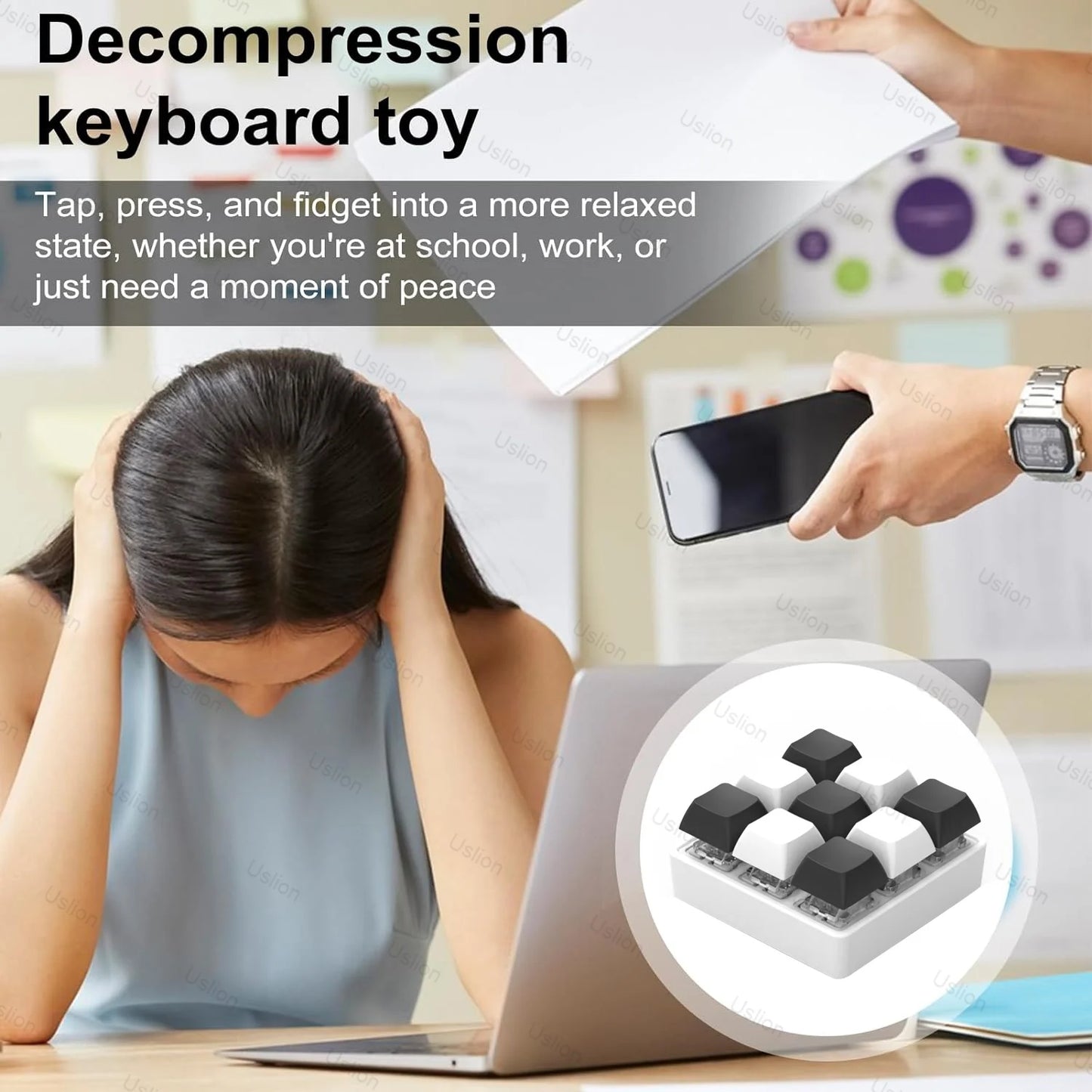 Keyboard Fidget Keychain Switch Tester Stress Toy