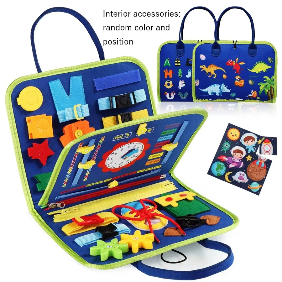 Montessori Busy Board Educational Activity Developing Sensory Board Fine Basic Dress Motor Skills Travel Toy Gift for Boys Girls G