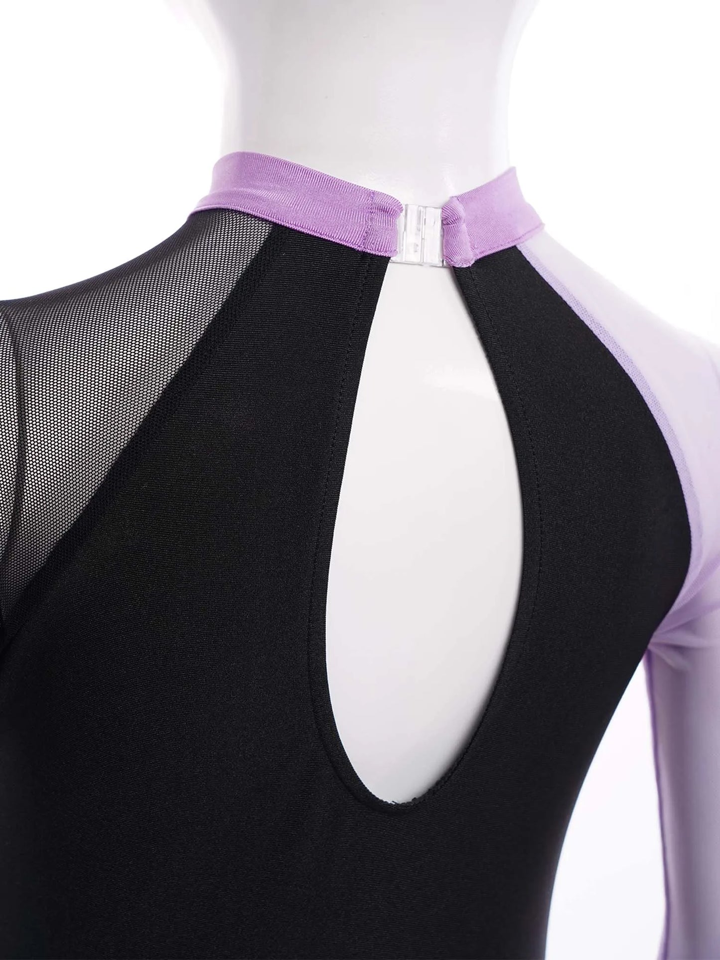 Girls Ballet Dance Leotard Gymnastics Rhinestones Sheer Mesh Long Sleeve (Age 4-16 YRS)