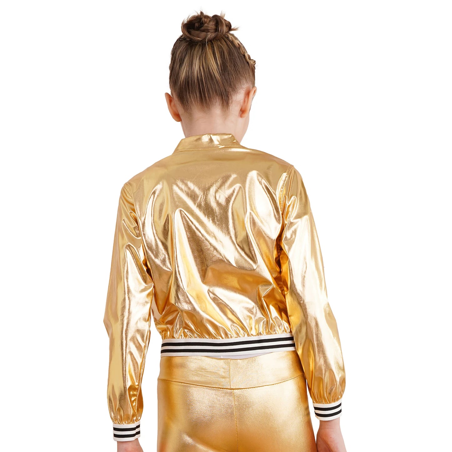 Girls Metallic Long Sleeve Zipper Jacket (Age 6-16 YRS)