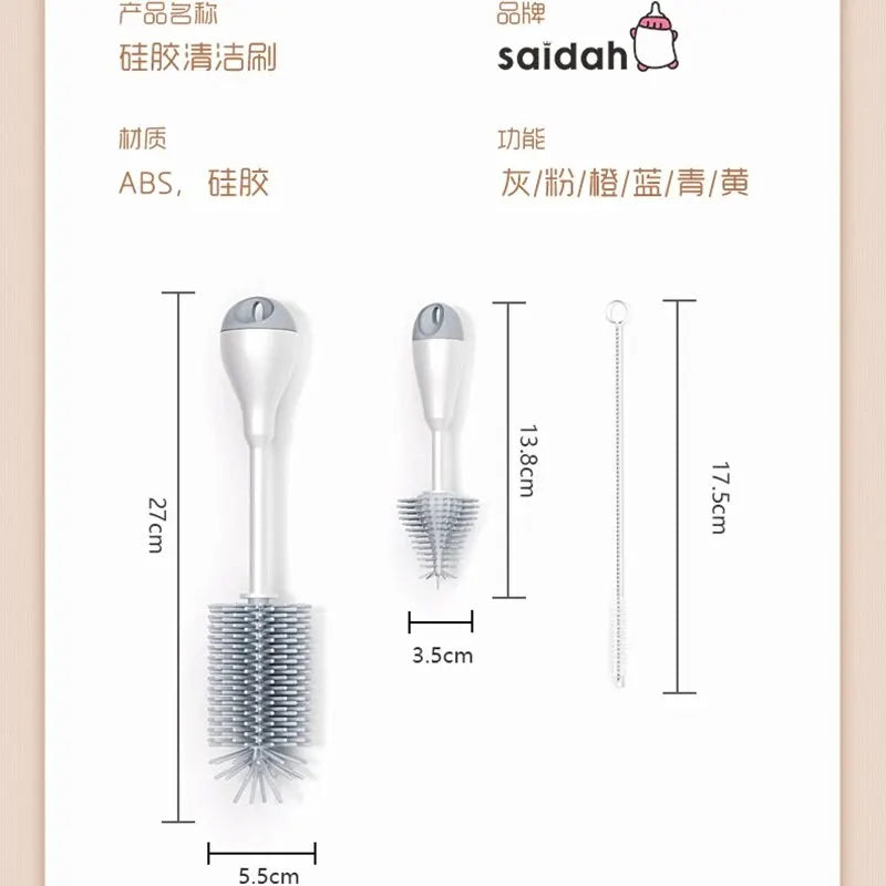 Silicone Baby Bottle Brush Cleaning 360 Degree Rotation