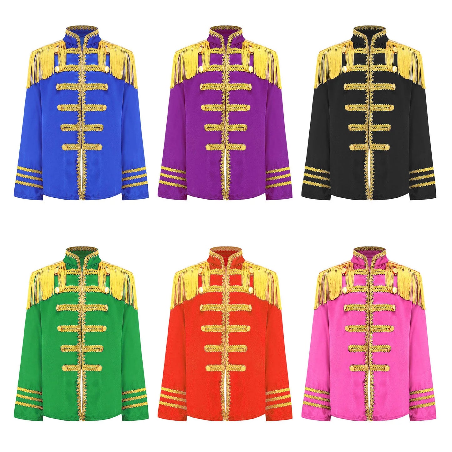 Girls 60s Retro Band Musician Costume Tassel Jacket (Age 6-16 YRS)