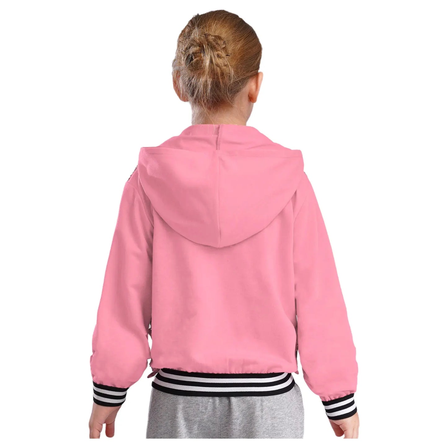 Girls Metallic Shiny Sequins Hooded Jacket (Age 6-16 YRS)