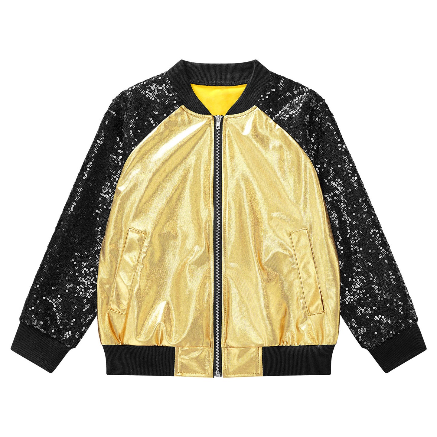 Girls Metallic Long Sleeve Zipper Jacket (Age 6-16 YRS)