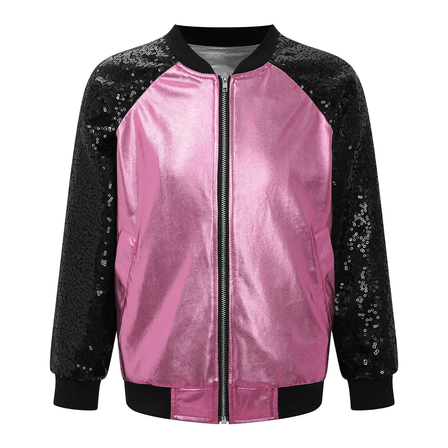 Girls Metallic Long Sleeve Zipper Jacket (Age 6-16 YRS)
