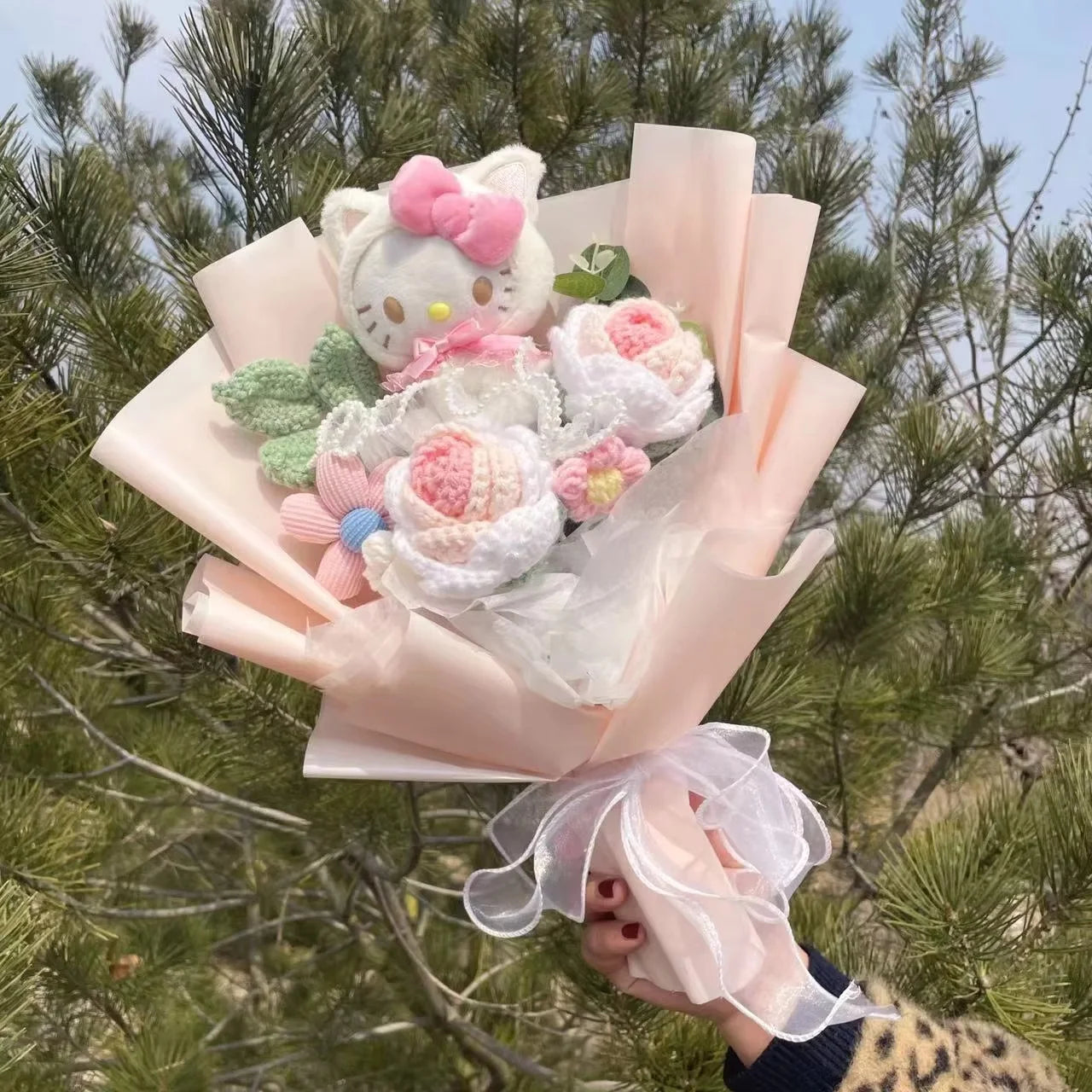 Hello Kitty Plush Flower Gift Bouquet – 35cm in Gift Box | Sanrio-Inspired Keepsake Arrangement