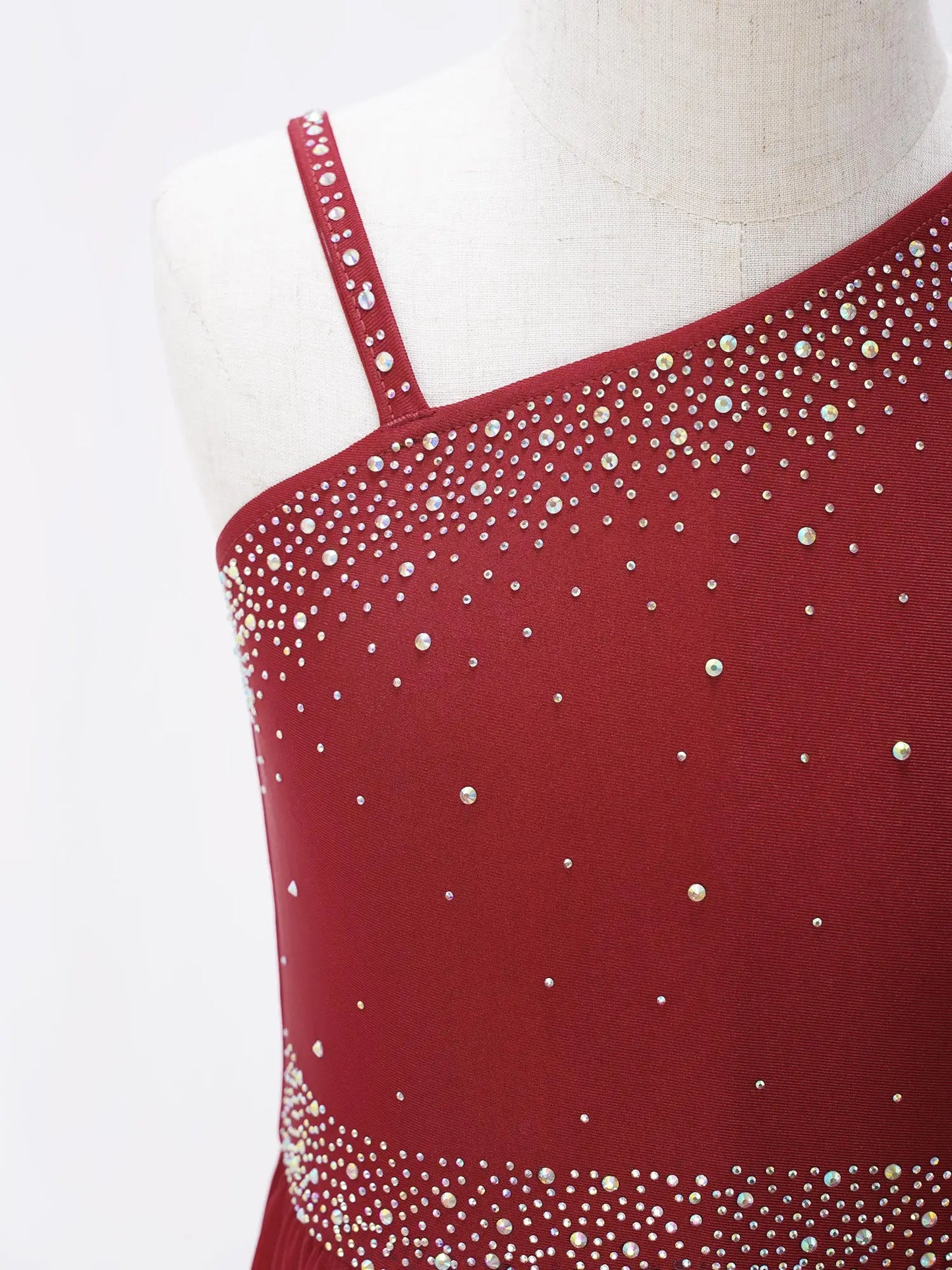 Girls Dance Costume Ballet Rhinestones Sleeveless Sheer Mesh Leotard Dress (Age 6-16 YRS)