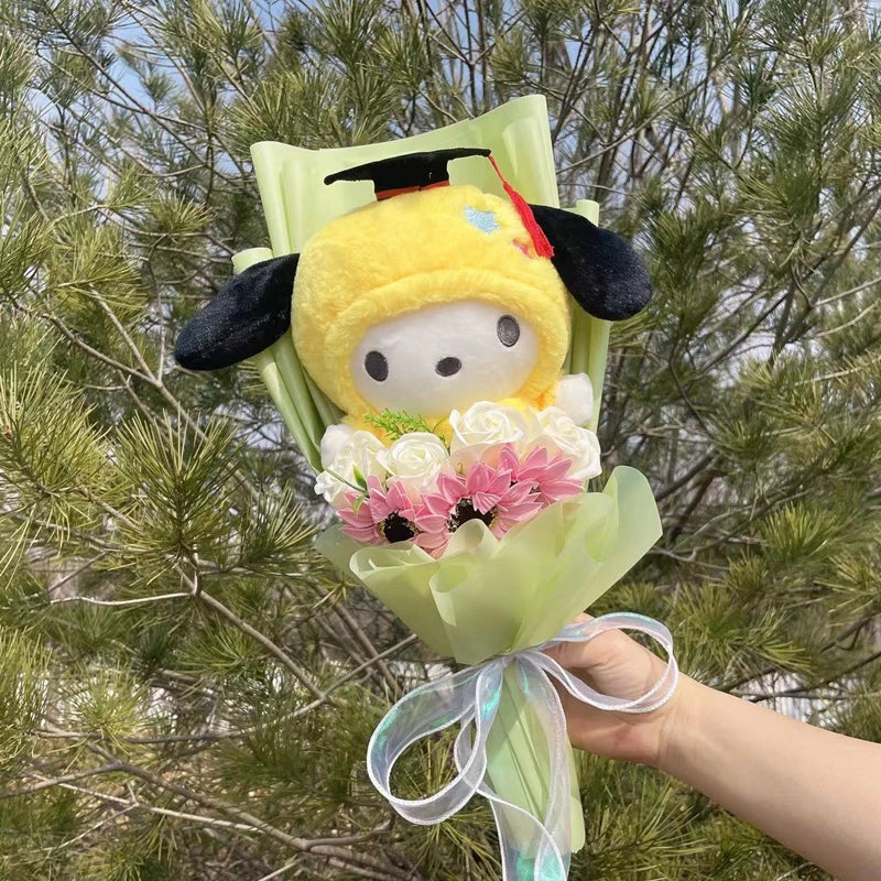 Sanrio Graduation Plush Flower Gift Bouquet – My Melody, Kuromi & Cinnamoroll