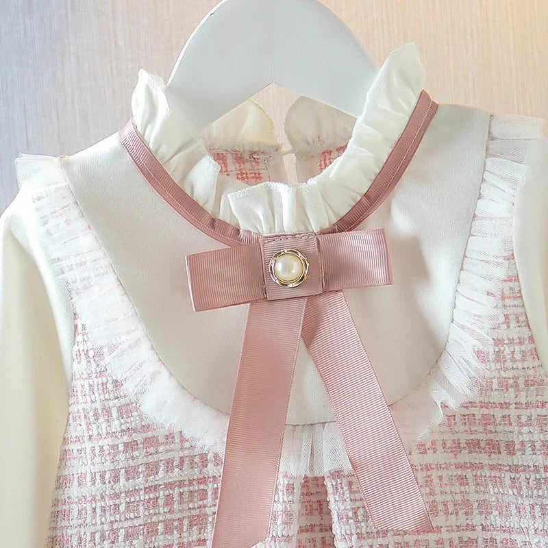 Baby Girls Vintage Long Sleeve Peter Pan Collar Dress (Age 6M-3YRS)