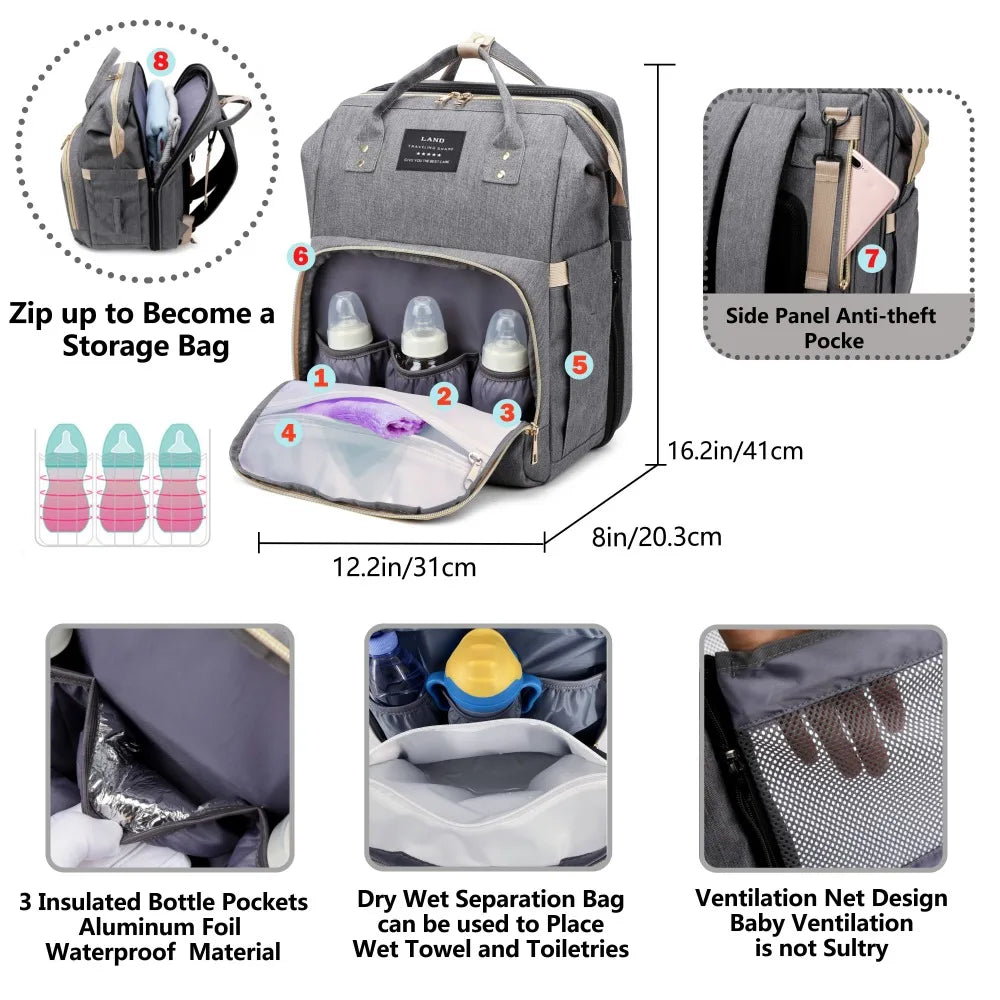 Multifunctional Portable Folding Crib Bed Diaper Mummy Bag