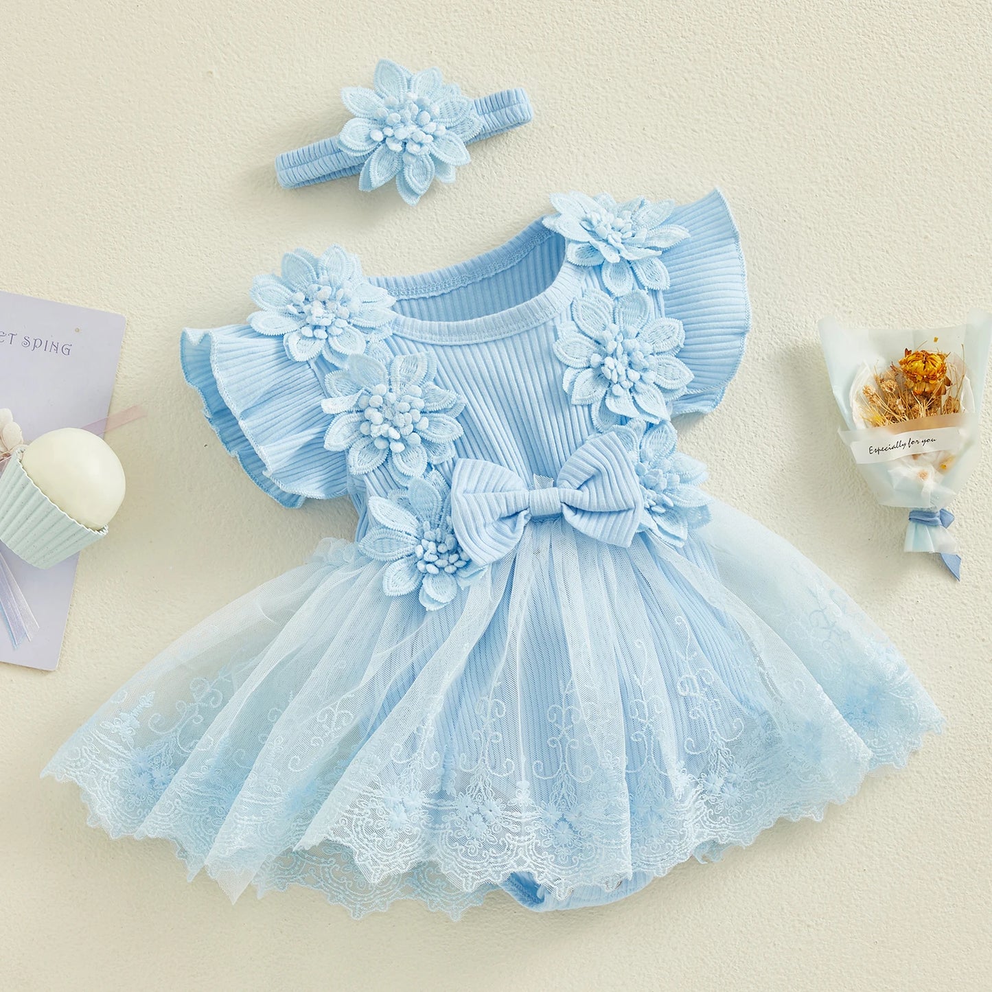 Baby Girls Floral Romper Dress (Age 3M-18M)