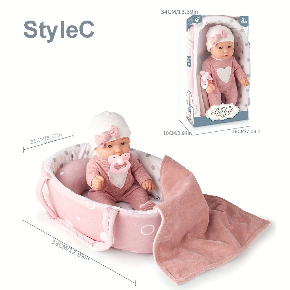 Reborn Baby Doll in Gift Box with Accessories Pink Pacifier - 12''/30cm