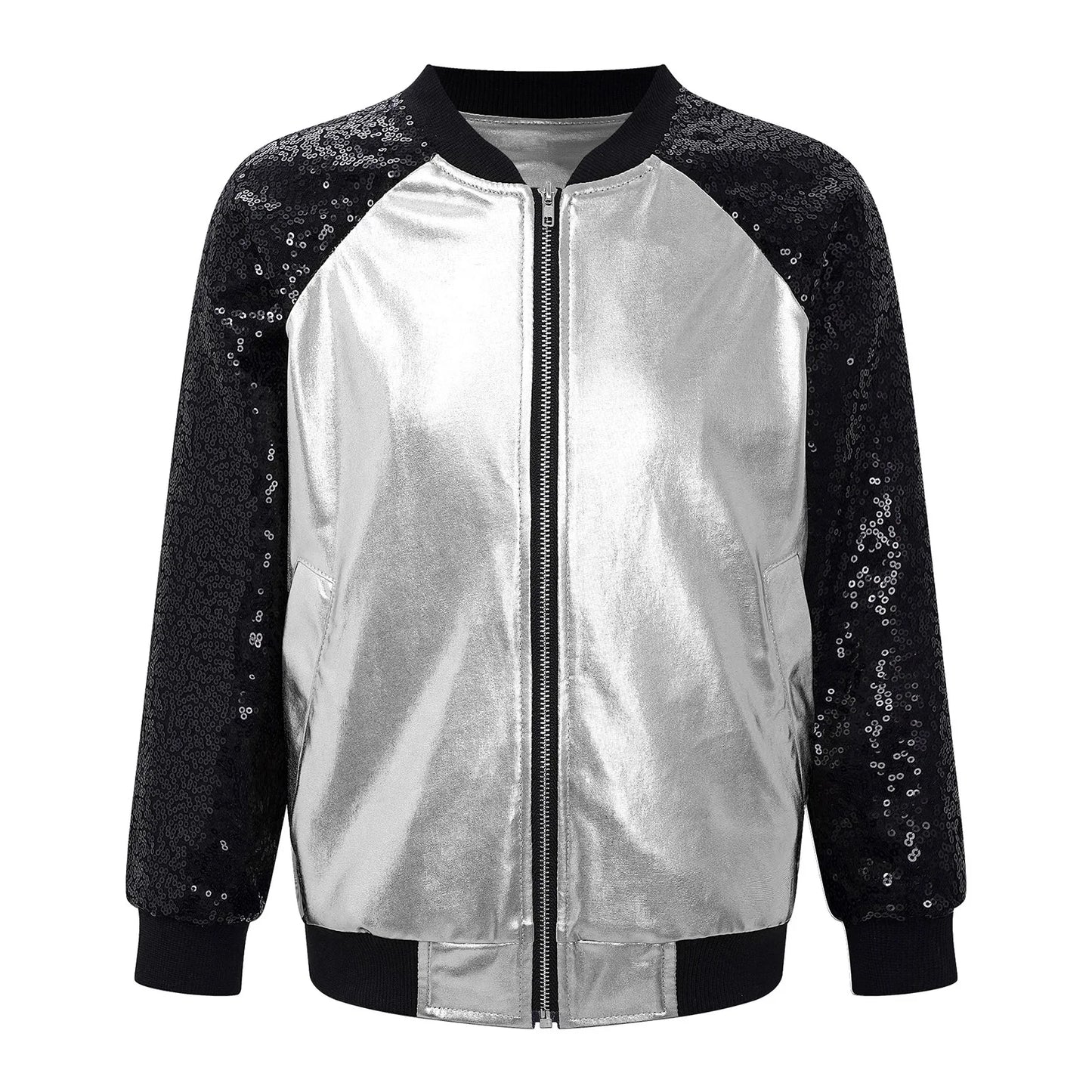 Girls Metallic Long Sleeve Zipper Jacket (Age 6-16 YRS)