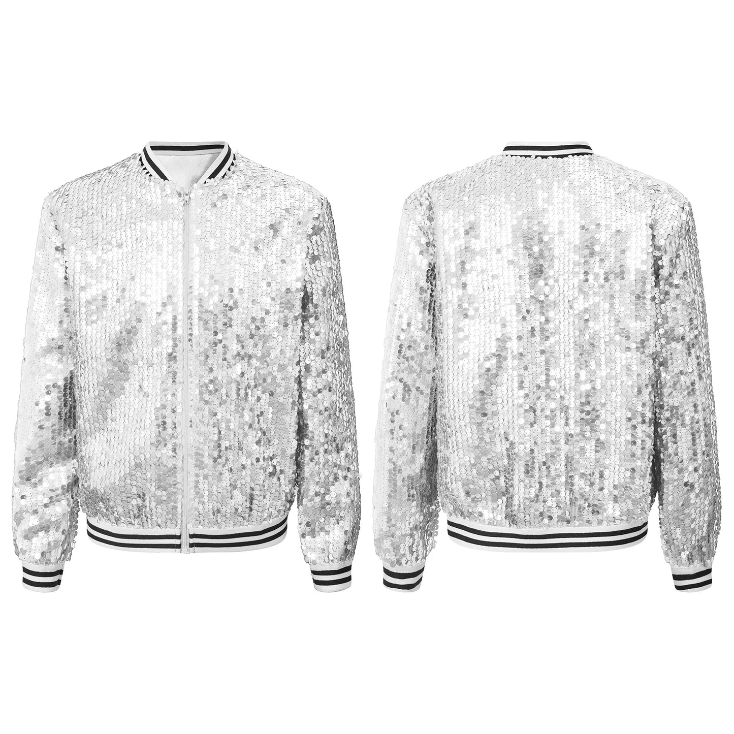 Girls Sequin Baseball Jacket (Age 6-14YRS) Silver
