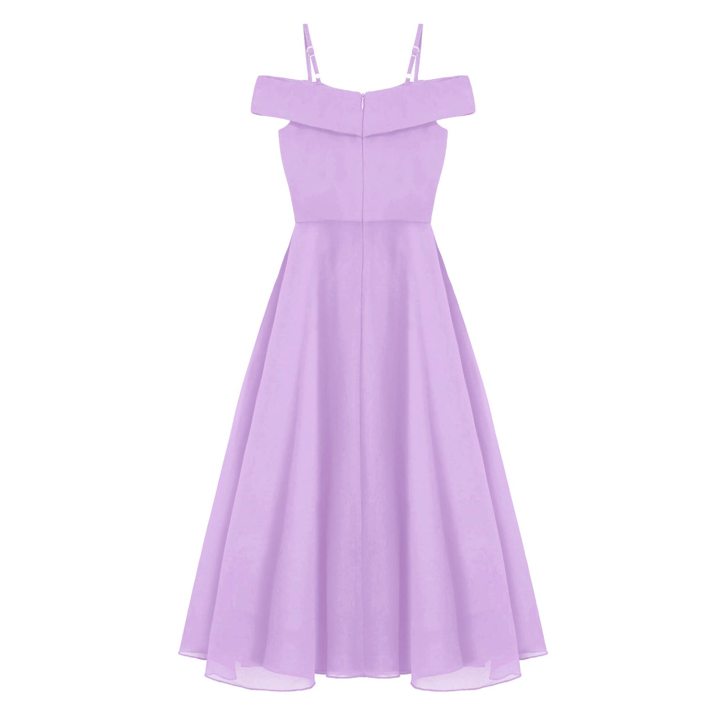 Girls Chiffon Off-the-Shoulder Adjustable A-Line Dress (Age 4-16 YRS)