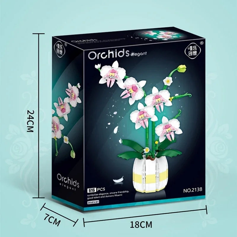 Moth Orchid Potted Building Blocks Bouquet DIY Toy