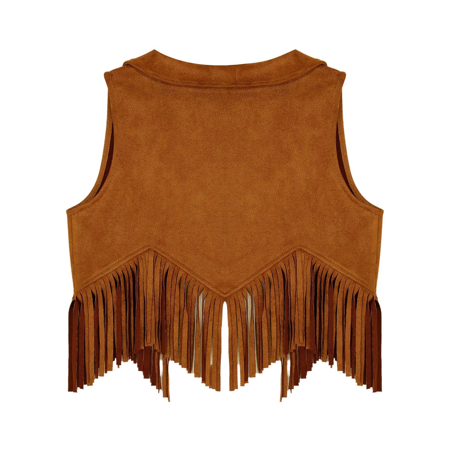 Girls Western Cowboy Suede Open Front Tassels Waistcoat (Age 6-16YRS)