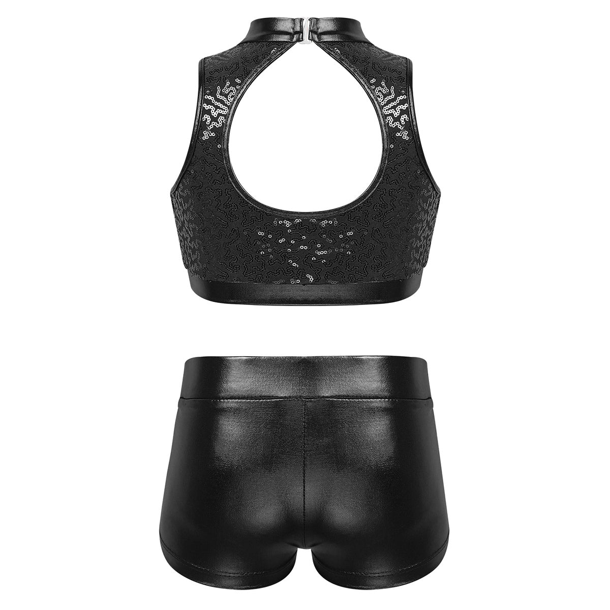 Girls Dance Costume Sequin Crop Top & Shorts Set (Age 6-12 YRS)