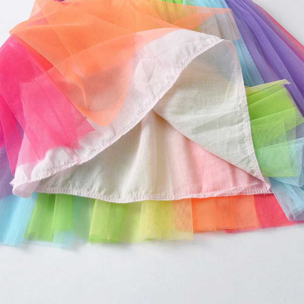 Girls Rainbow Tulle Party Dress (Age 5-8 YRS)