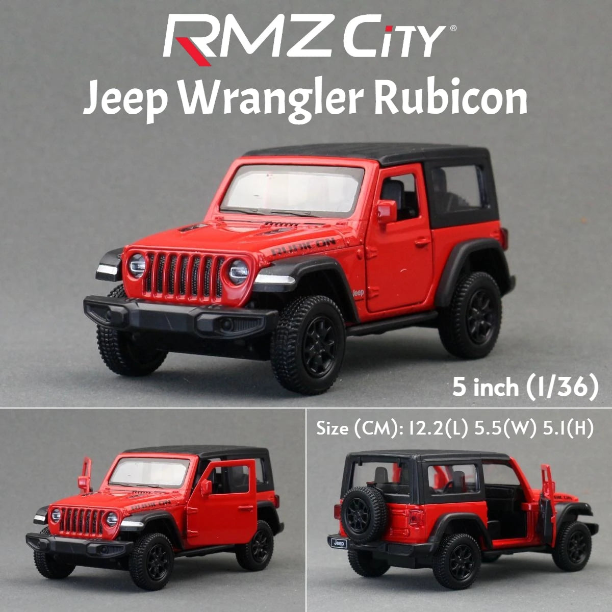 RMZ City 1/36 scale model of a Jeep Wrangler Rubicon Toy Car
