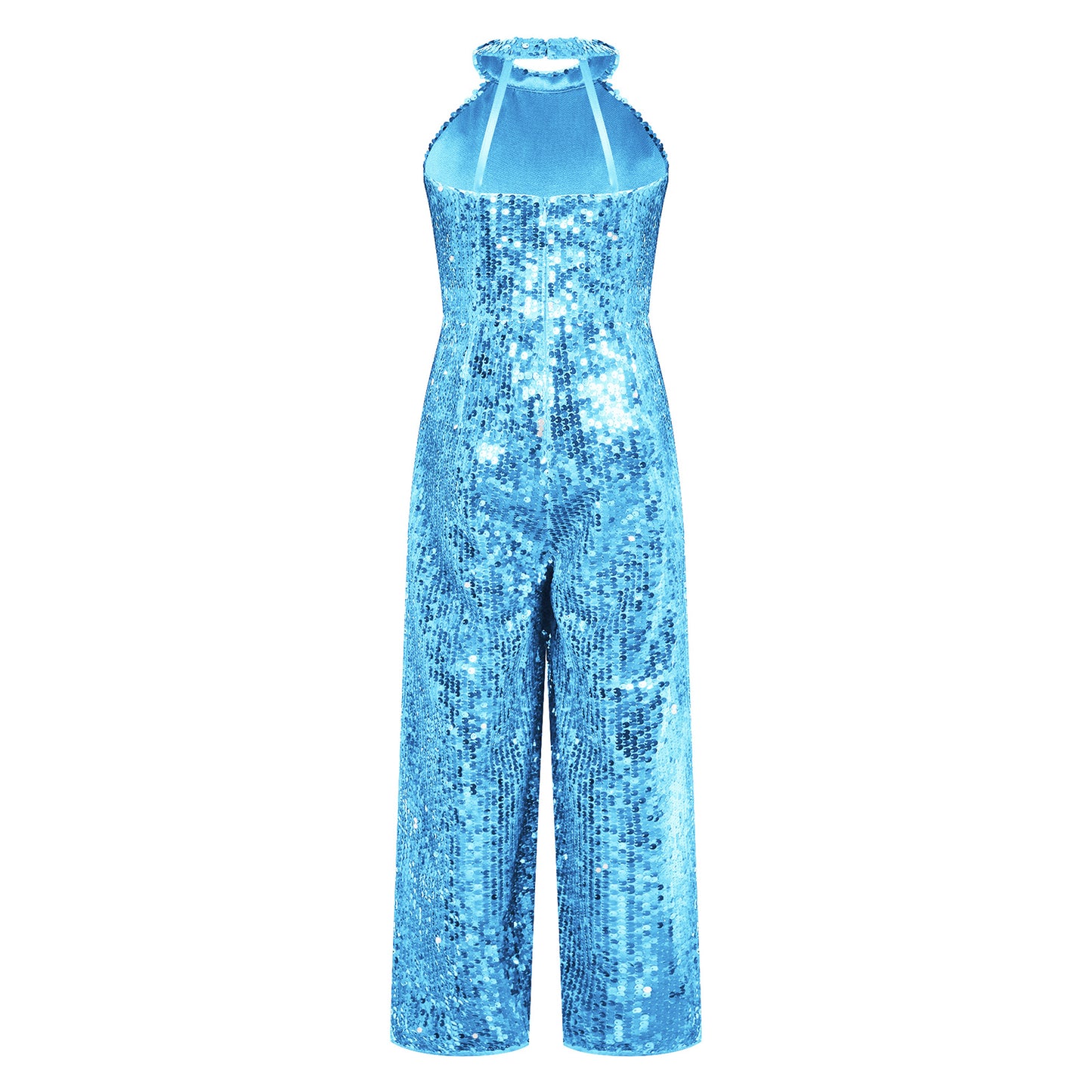 Girls Dance Sequin Sleeveless Halter Jumpsuit (Age 6-14YRS)