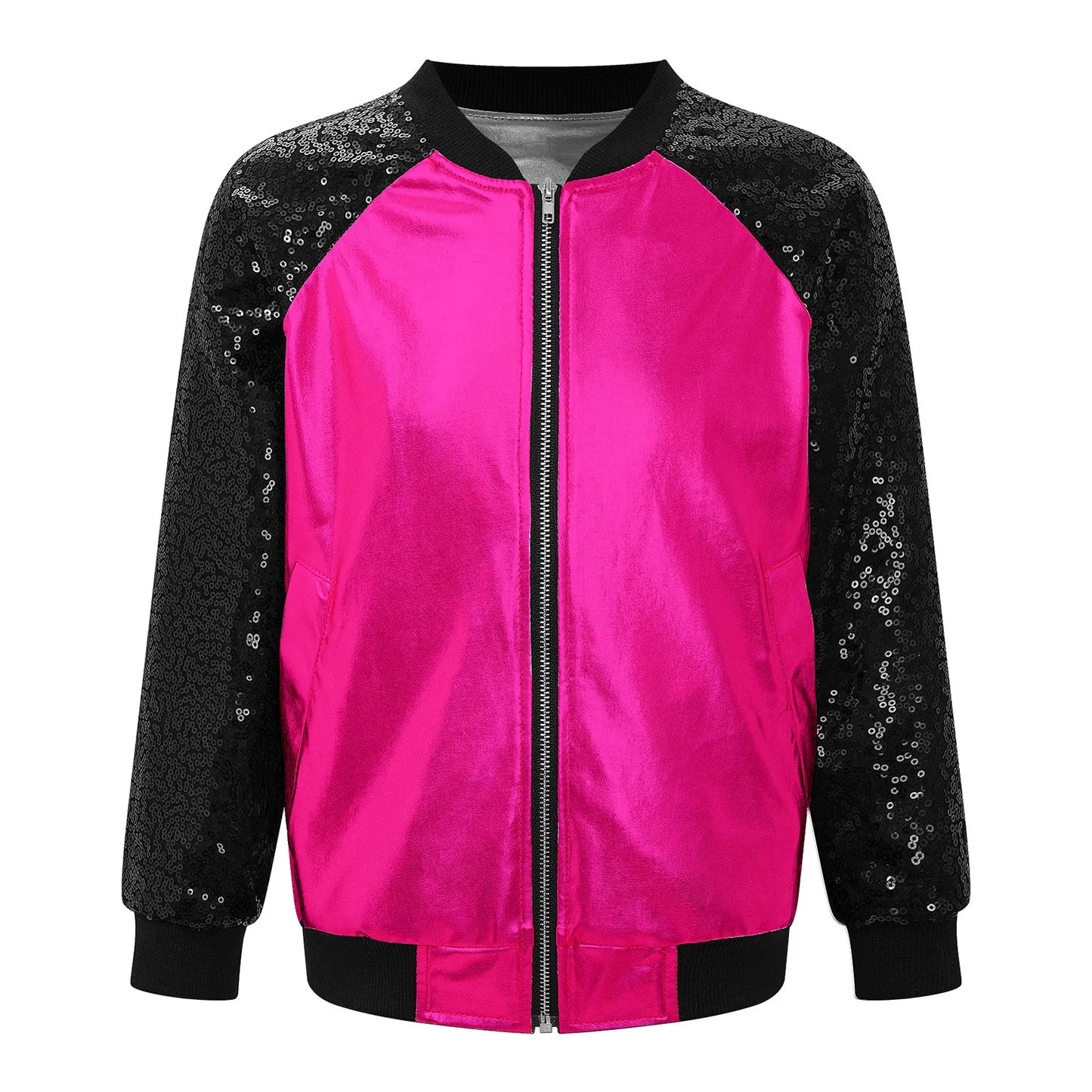 Girls Metallic Long Sleeve Zipper Jacket (Age 6-16 YRS)