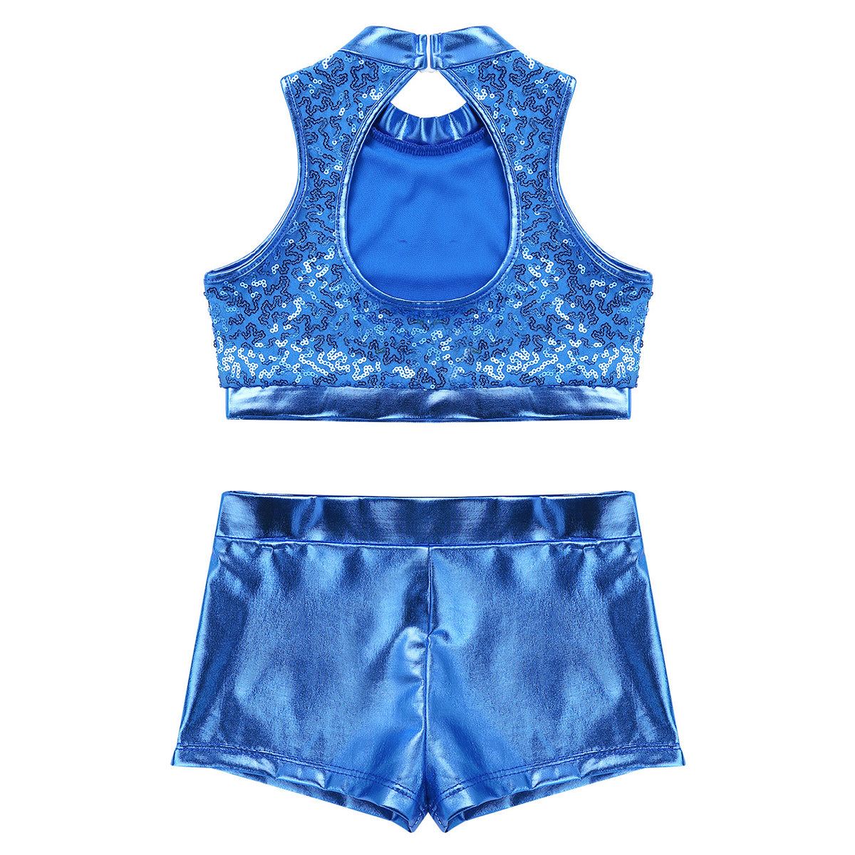 Girls Dance Costume Sequin Crop Top & Shorts Set (Age 6-12 YRS)