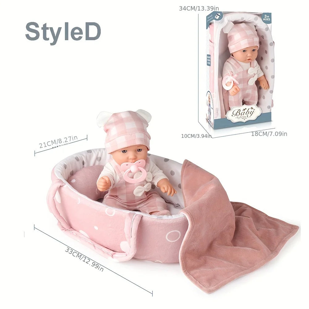 Reborn Baby Doll in Gift Box with Accessories Pink Pacifier - 12''/30cm