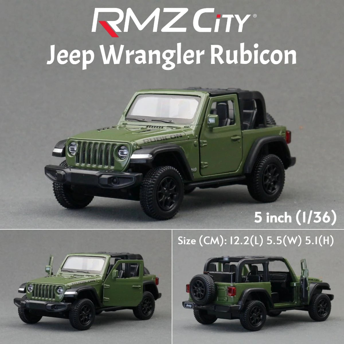RMZ City 1/36 scale model of a Jeep Wrangler Rubicon Toy Car
