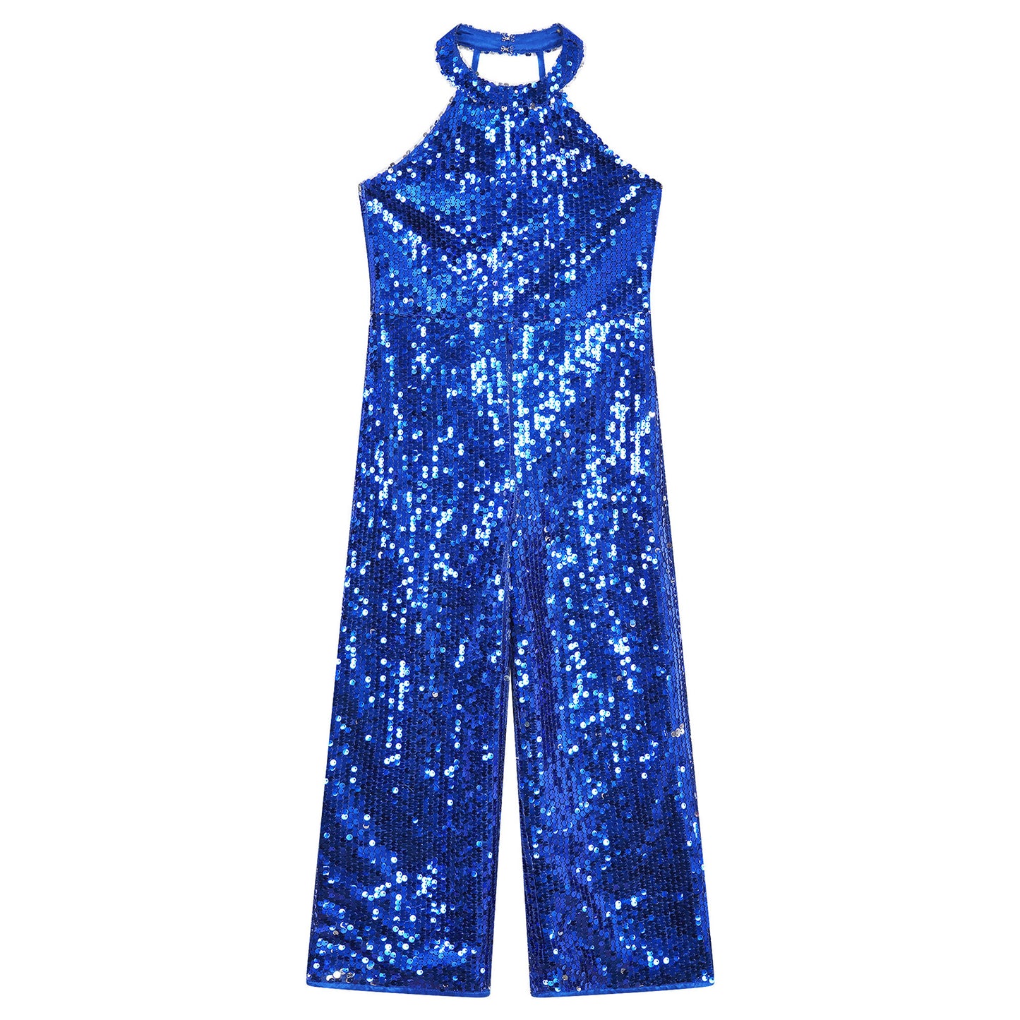 Girls Dance Sequin Sleeveless Halter Jumpsuit (Age 6-14YRS)