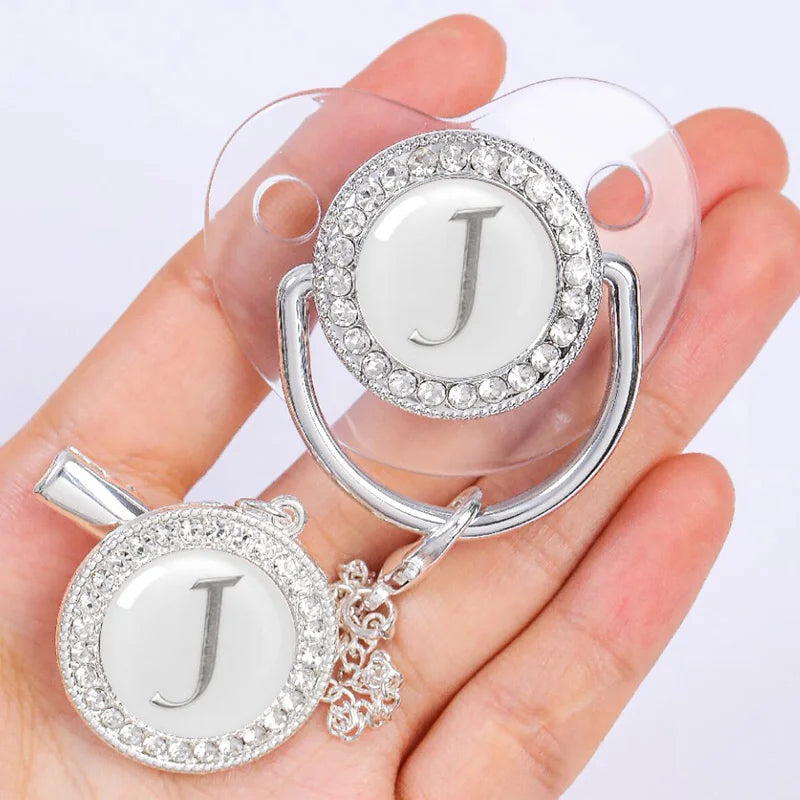 Baby Silver Personalised Luxury Bling Pacifier Dummy J