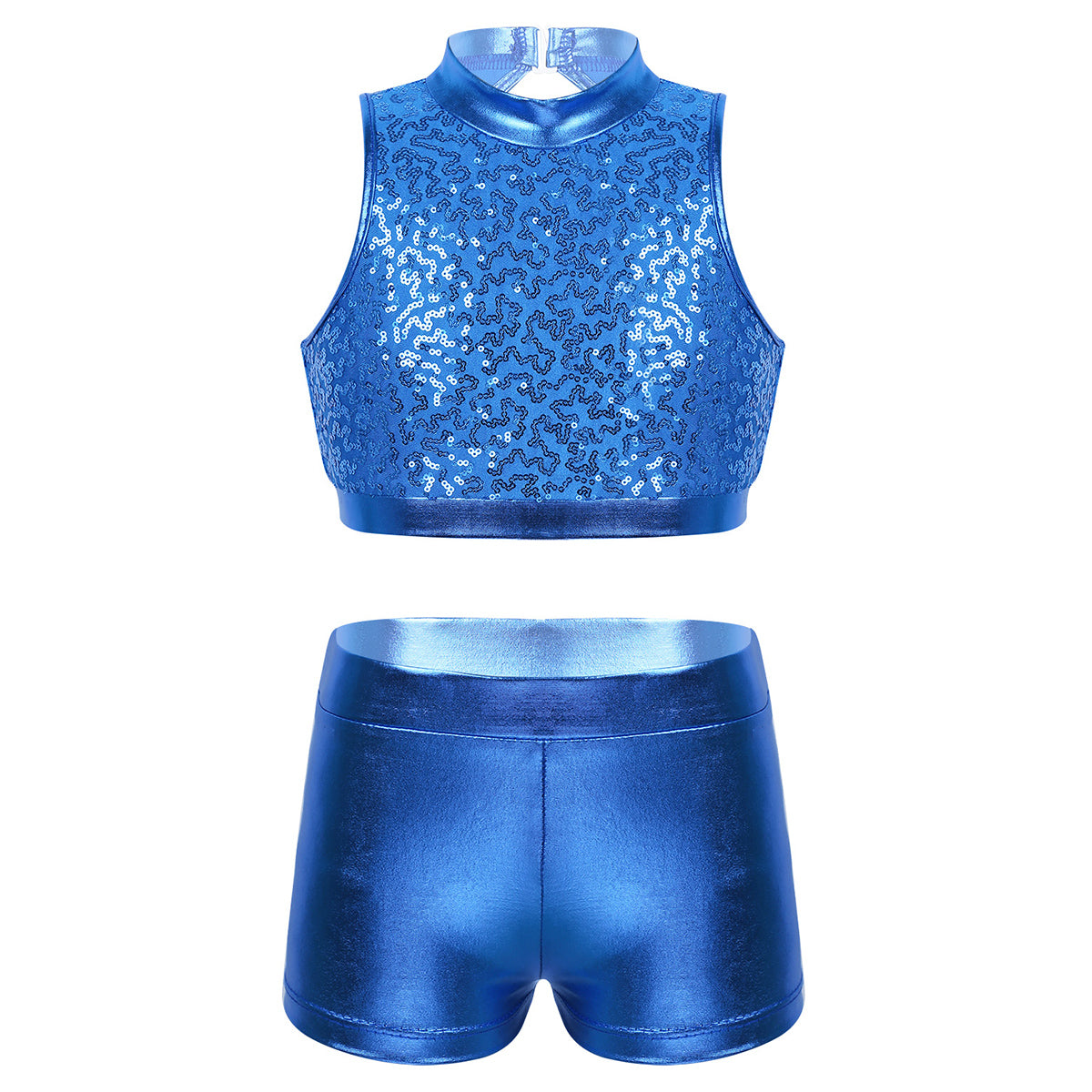 Girls Dance Costume Sequin Crop Top & Shorts Set (Age 6-12 YRS)