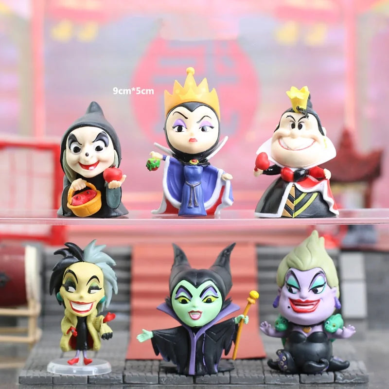 Q Version Anime Figures – Disney Princesses & Villains | 6 Pack or 9 Pack Collectible Set 6pcs