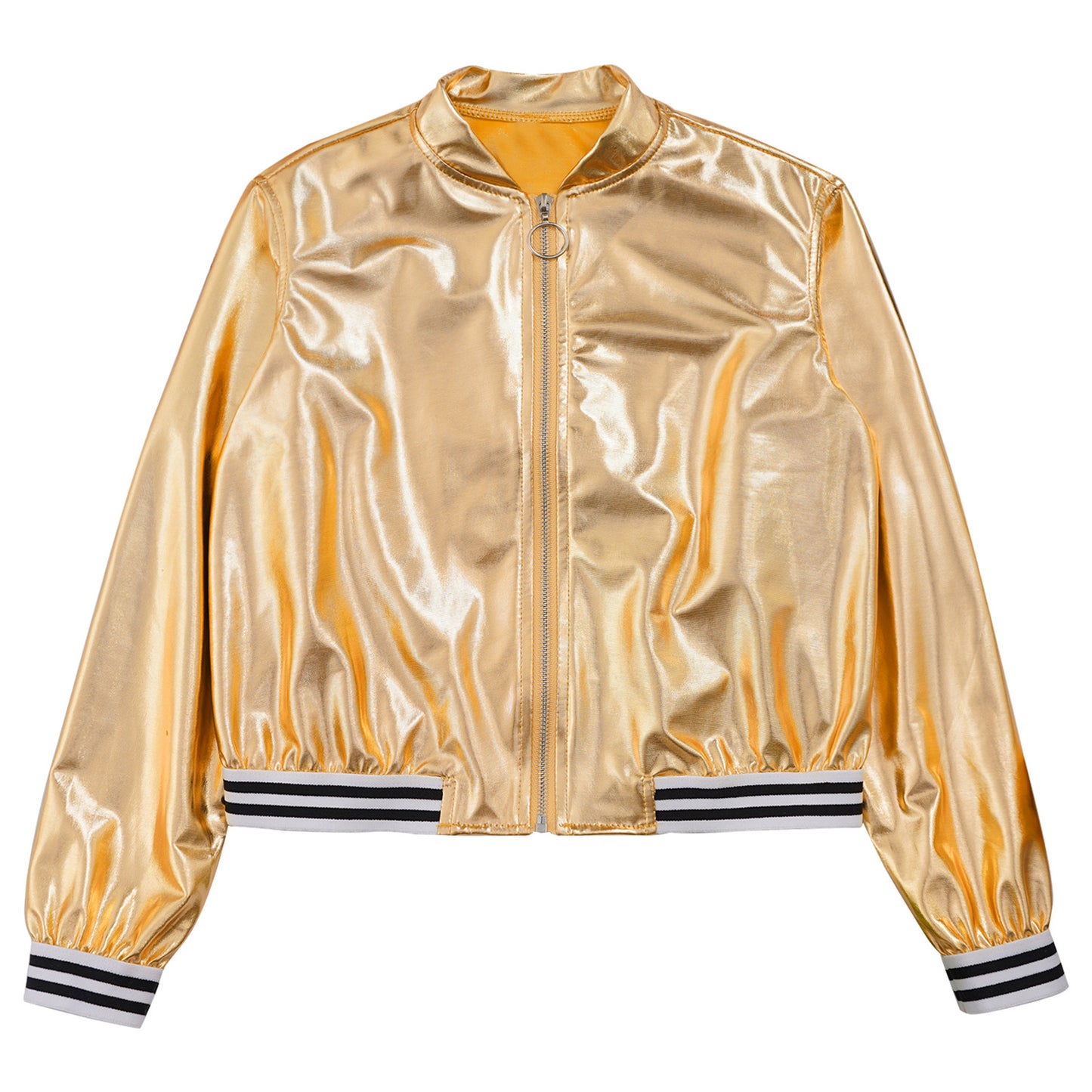 Girls Metallic Long Sleeve Zipper Jacket (Age 6-16 YRS)
