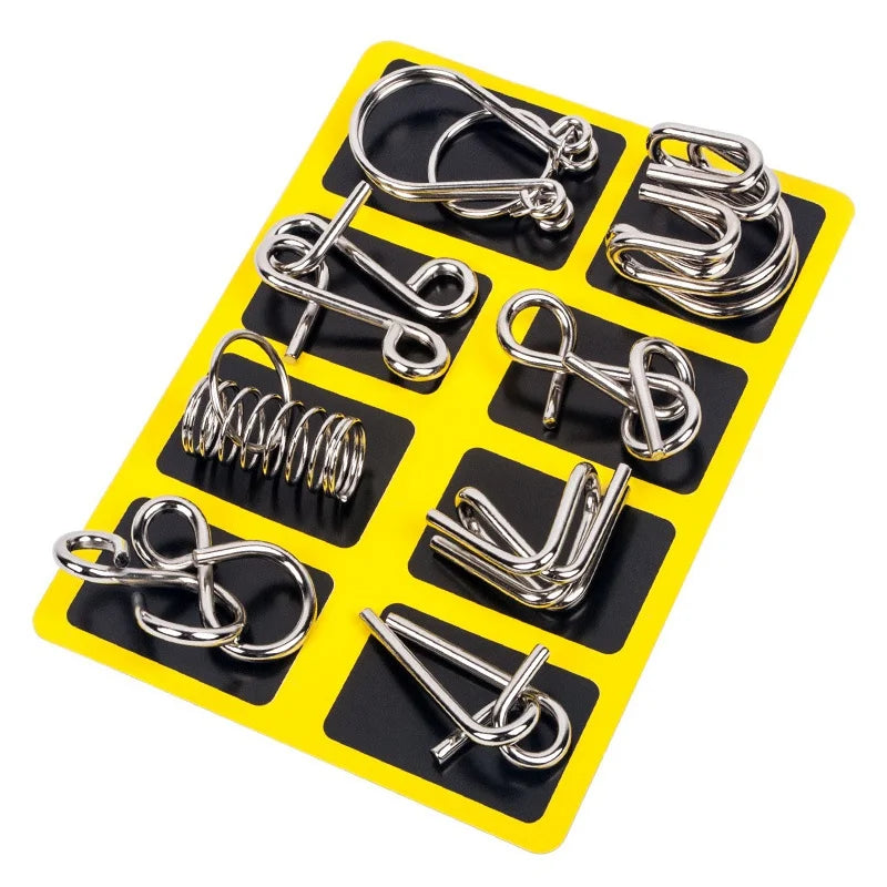 8Pcs/Set Metal Montessori Puzzle Game m Yellow