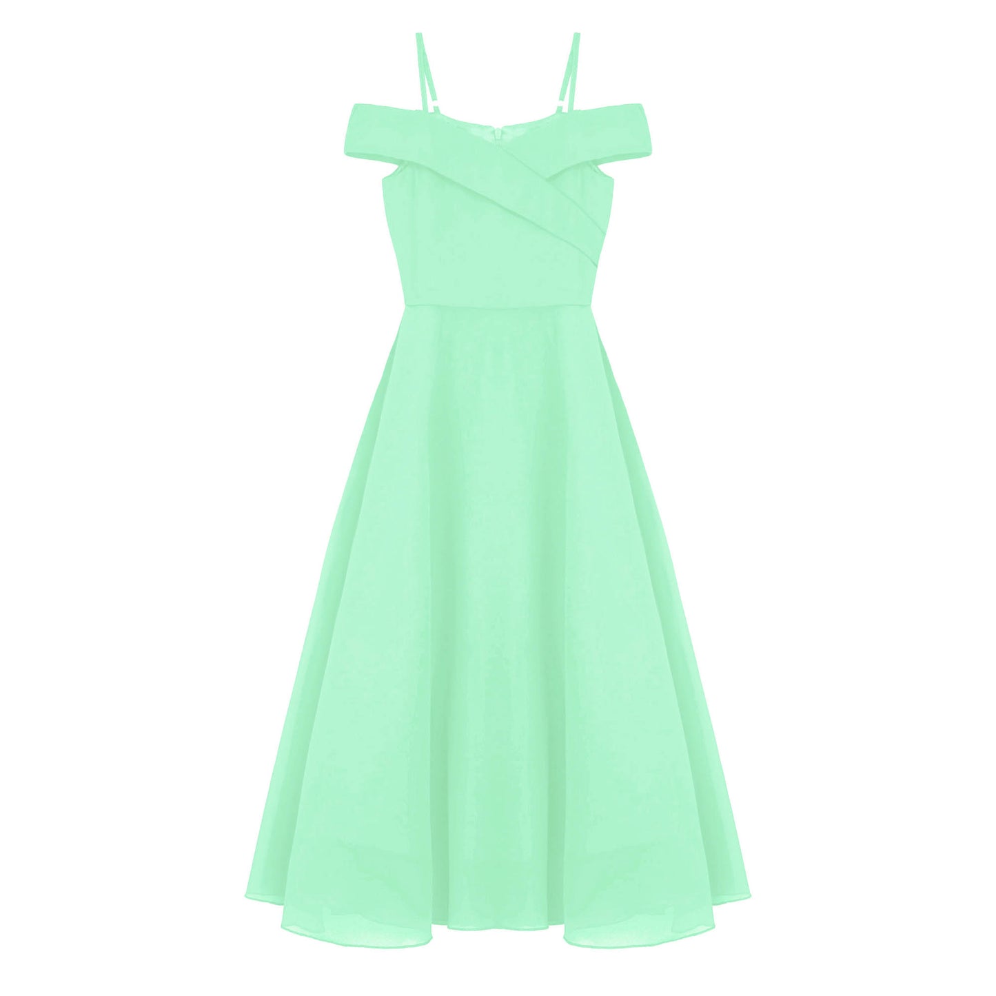 Girls Chiffon Off-the-Shoulder Adjustable A-Line Dress (Age 4-16 YRS)
