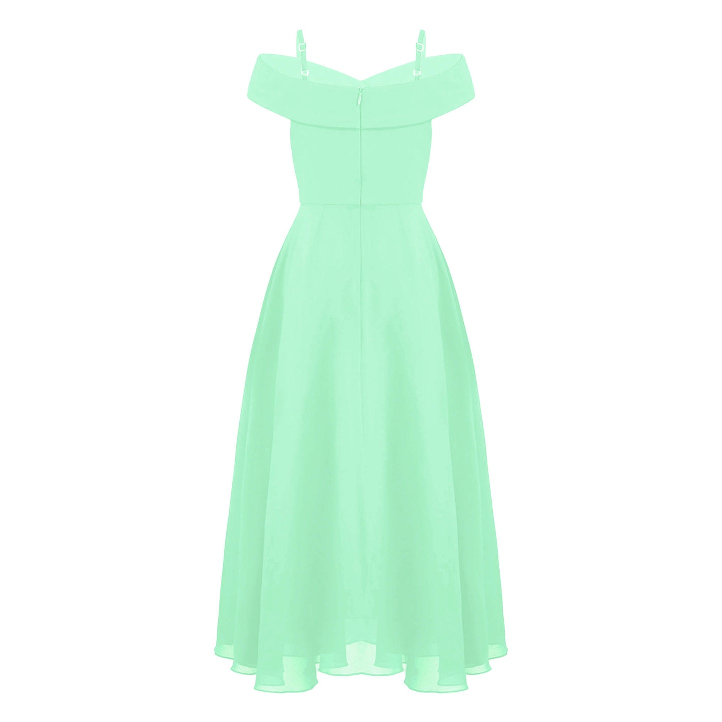 Girls Chiffon Off-the-Shoulder Adjustable A-Line Dress (Age 4-16 YRS)