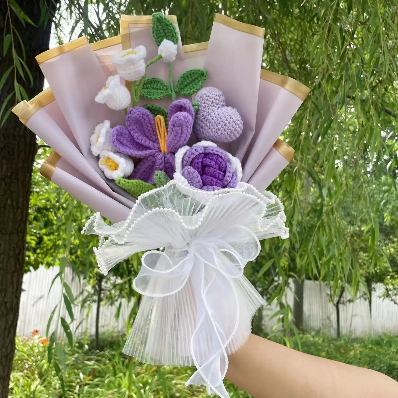 Plush Knitted Crochet Flower Gift Bouquet