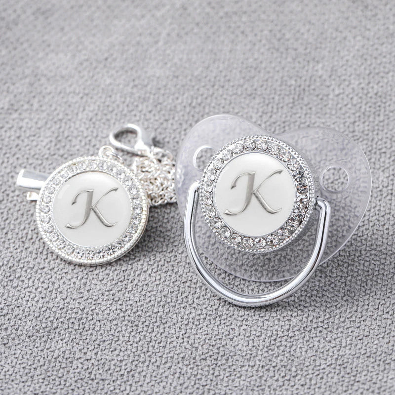 Baby Personalized Rhinestone Pacifier Luxury Clips