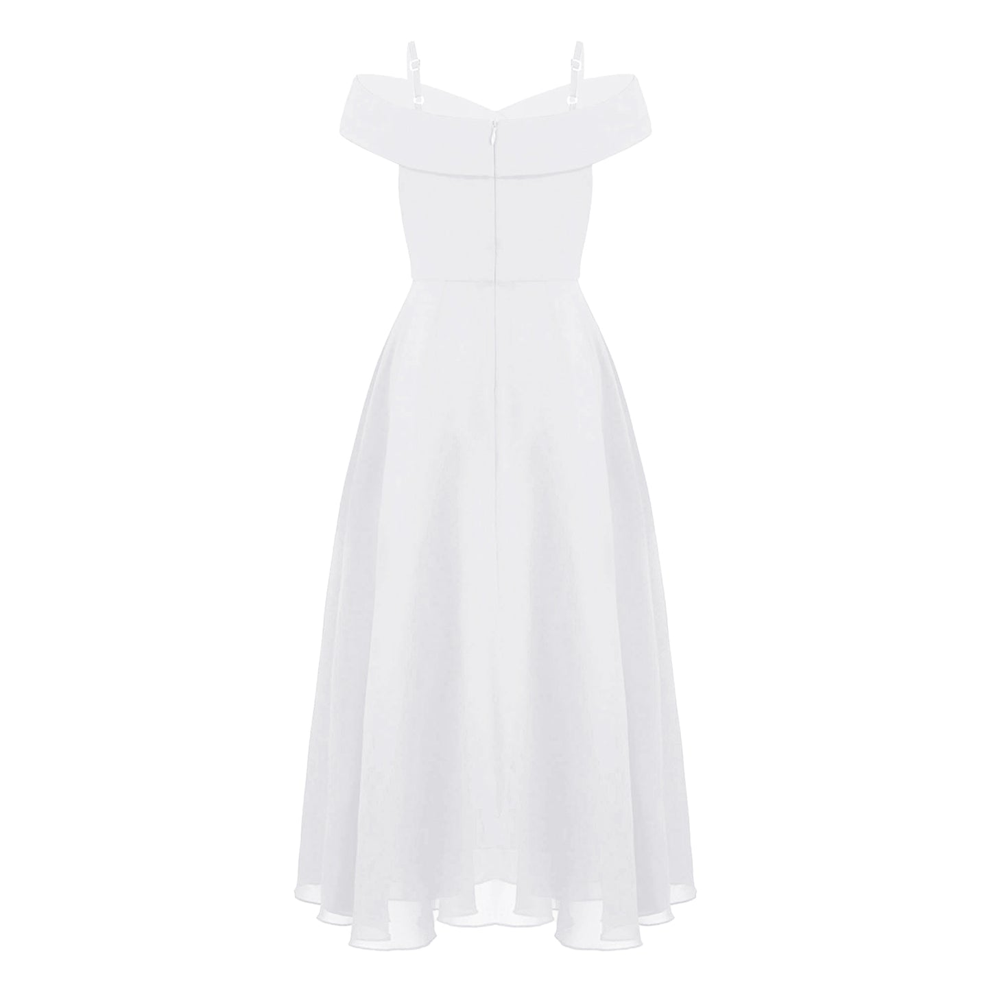 Girls Chiffon Off-the-Shoulder Adjustable A-Line Dress (Age 4-16 YRS)