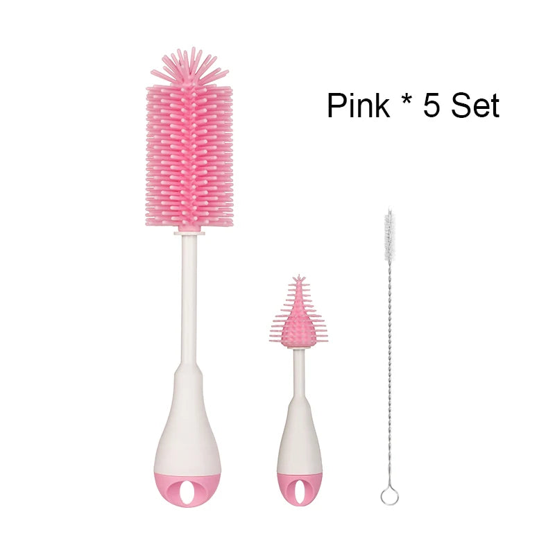 Silicone Baby Bottle Brush Cleaning 360 Degree Rotation