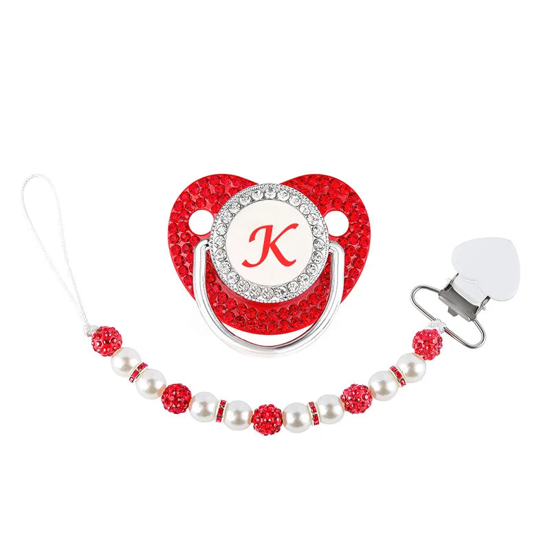 Baby Red Rhinestone Zircon Luxury Personalised Pacifier Dummy Clip K