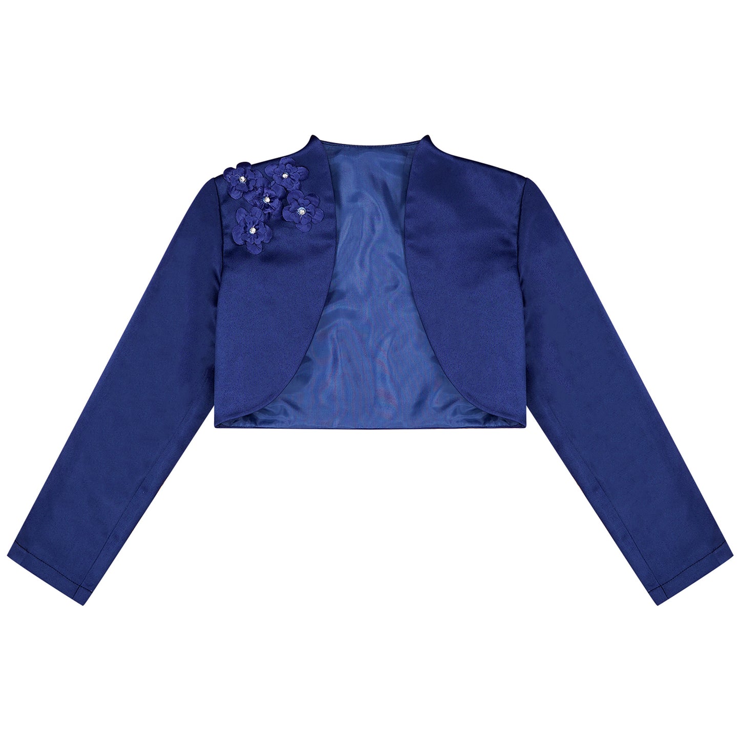 Kids Girls Long Sleeve Satin Shrug Jacket (Age 4-14 YRS)