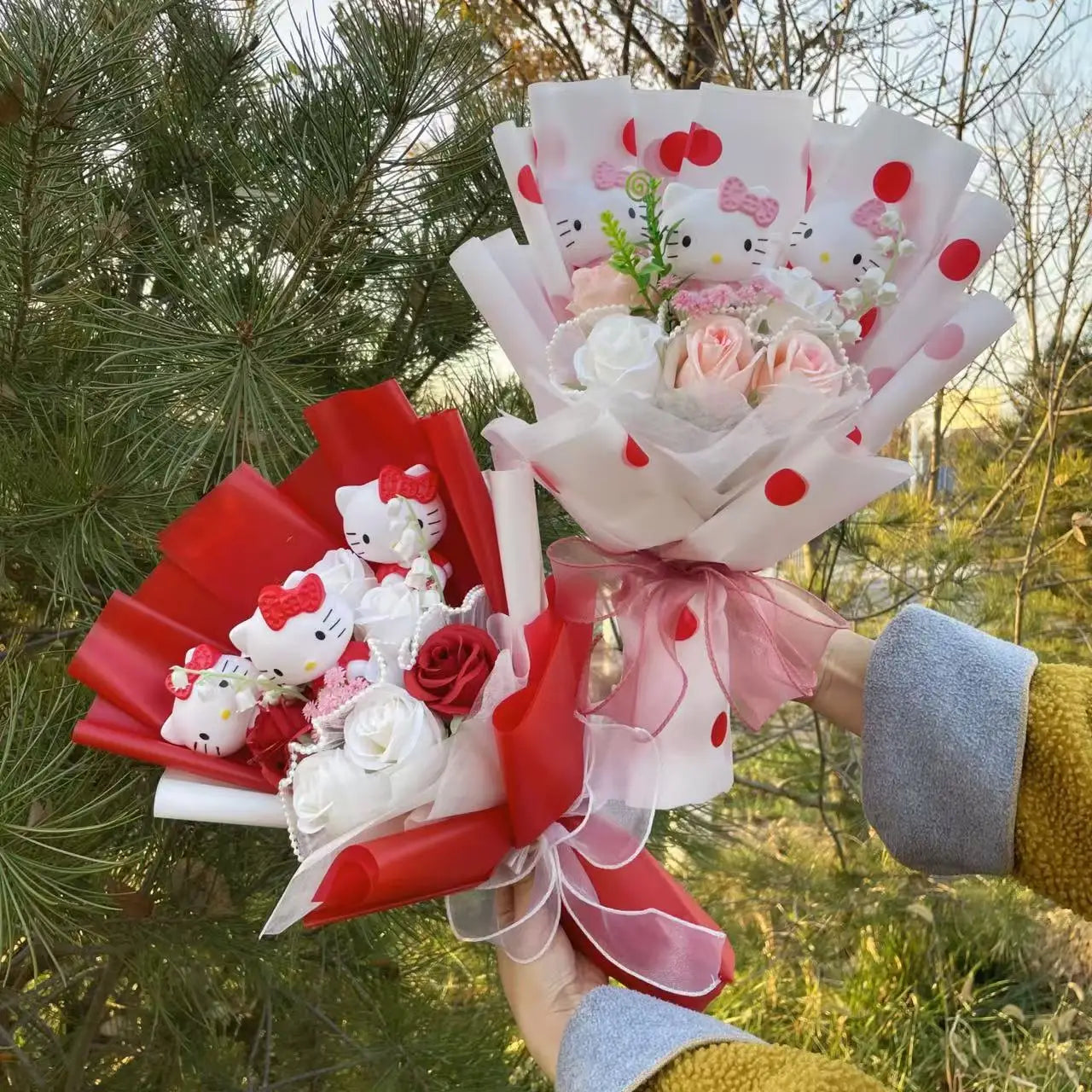 Hello Kitty Plush Flower Gift Bouquet – 35cm in Gift Box | Sanrio-Inspired Keepsake Arrangement