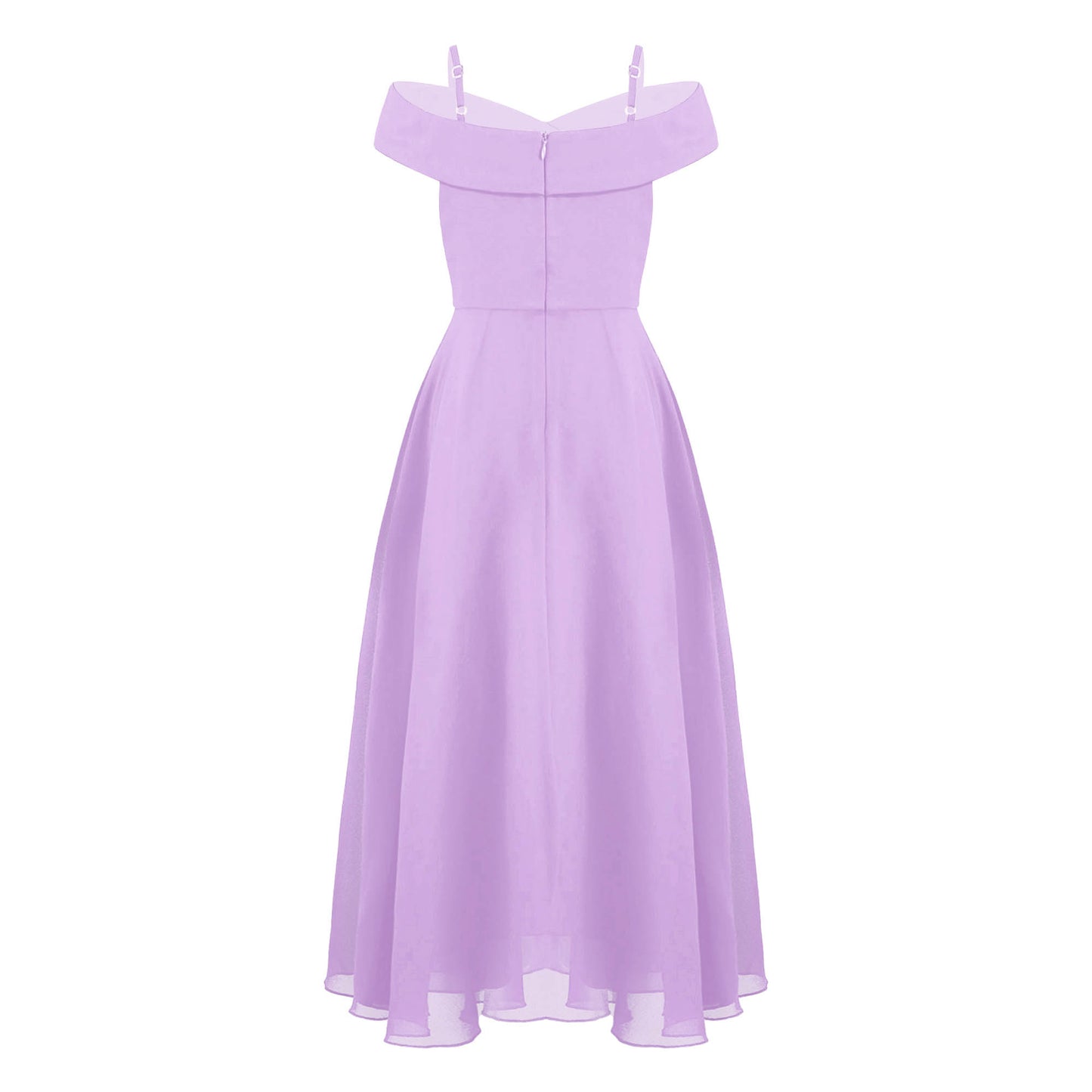 Girls Chiffon Off-the-Shoulder Adjustable A-Line Dress (Age 4-16 YRS)