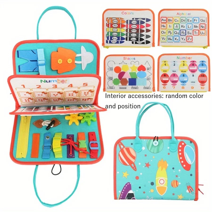 Montessori Busy Board Educational Activity Developing Sensory Board Fine Basic Dress Motor Skills Travel Toy Gift for Boys Girls C
