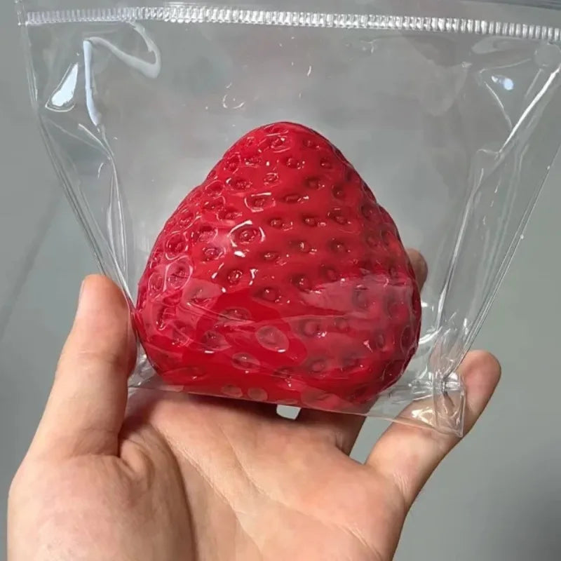 Strawberry Squeeze Toy Silicone Fidget Stress Red