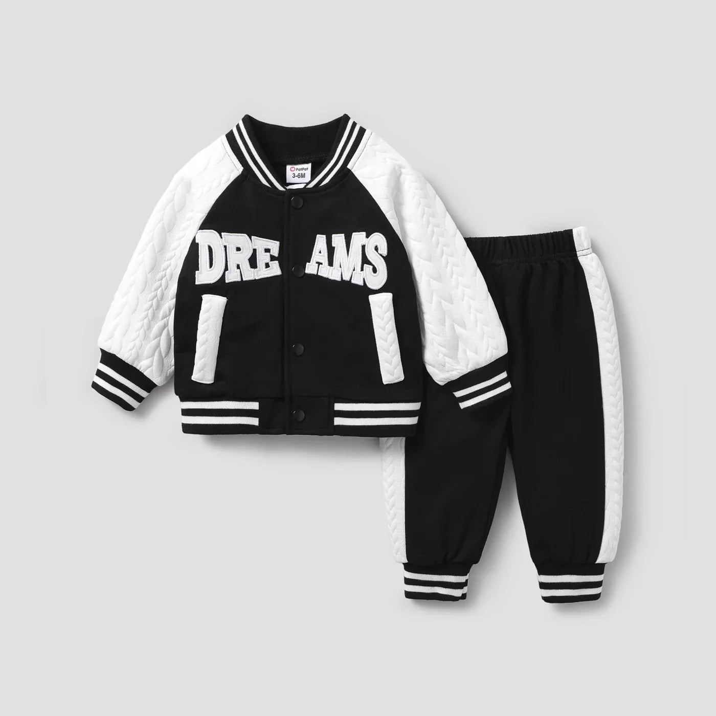 Baby Boys Baseball Jacket & Sweatpants Set (Age 3M-18M) Black